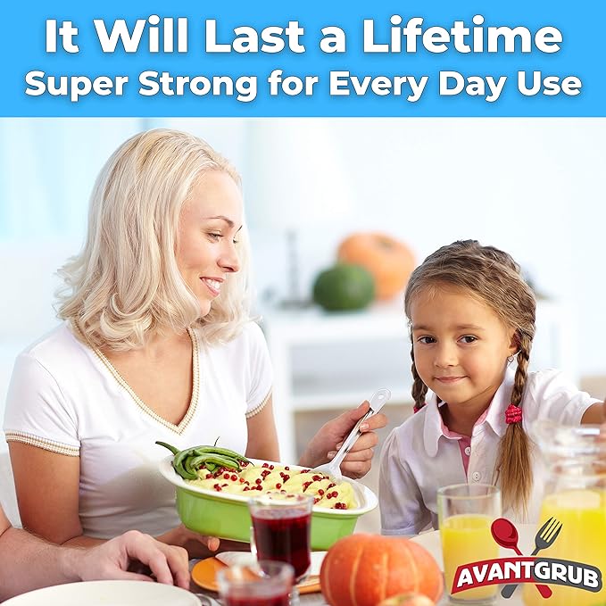 Super Strong, Ergonomic 11 in Serving Spoon 5 Pk. Big, Solid Stainless Steel Spoons for Cooking