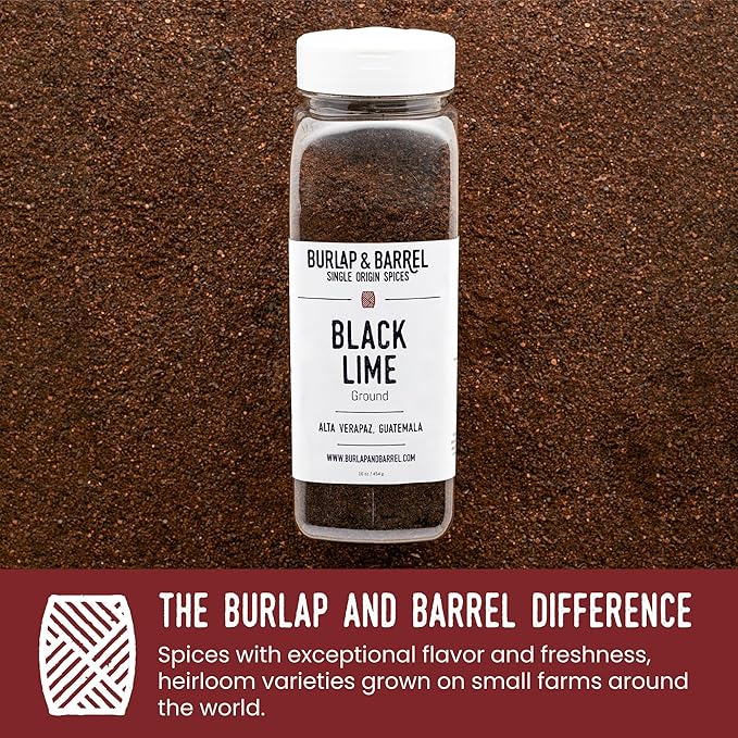 Burlap & Barrel Ground Black Lime - Tart & Savory for Roasted Meats, Veggies, Stews, Kebabs