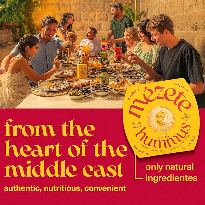Mezete Classic Hummus Dip | Preservative-Free | All-Natural | On the Go Tahini Rich Vegan Dip |