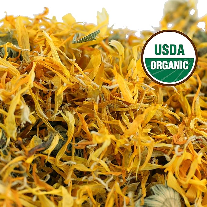Calendula Tea 1LB (16Oz) 100% CERTIFIED Organic Whole Flower Calendula Herbal Tea (Calendula
