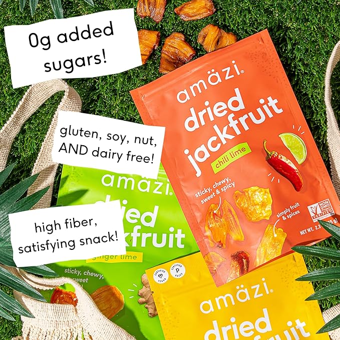 Am채zi Foods | Chili Lime Dried Jackfruit (6 Pack) | All Natural Snacks | Gluten Free Healthy Dried