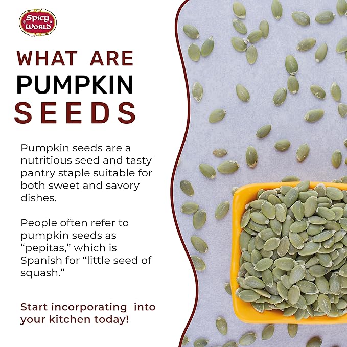 Raw Pumpkin Seeds 5 LB Jumbo Bag - Shelled, AAA Grade, Unsalted, Dry, Vegan, Bulk Bag by Spicy World