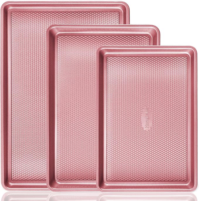 HONGBAKE Baking Sheet Pan Set, Cookie Sheets for Oven, Nonstick Half/Quarter/Jelly Roll Pans with