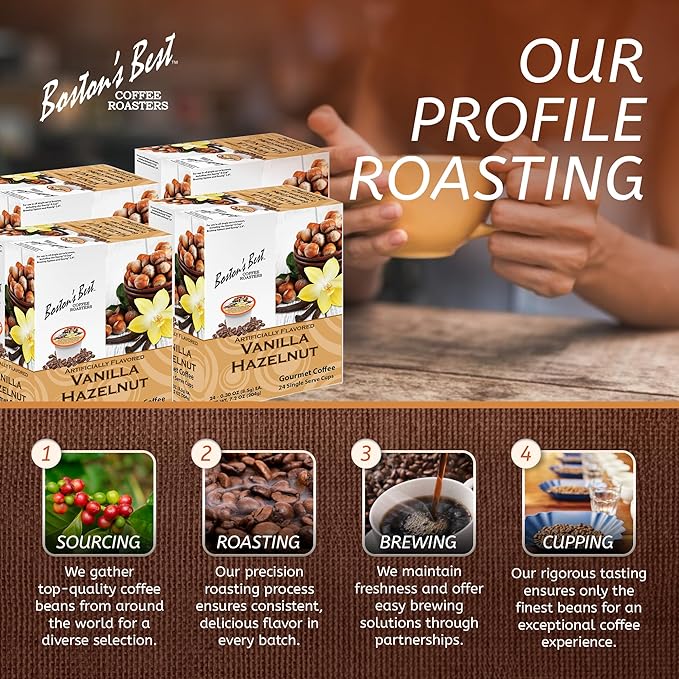 Boston’s Best - Vanilla Hazelnut Delicious Medium Roast Flavored Gourmet Coffee Compatible with