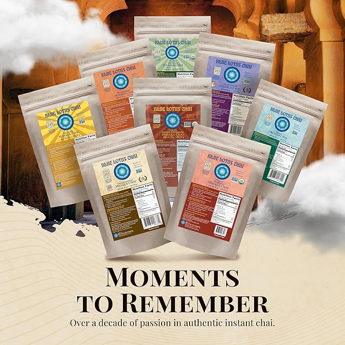 Blue Lotus Chai ??Organic Rooibos Masala Chai - Makes 265 Cups ??Caffeine-Free, No Steeping, No
