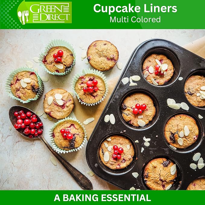 Green Direct Cupcake Liners - Standard Size Cupcake Wrappers to use for Pans or carrier or on stand