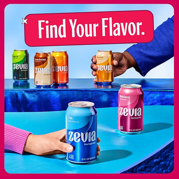 Zevia Zero Sugar Soda, Dr. Zevia, 12 oz Cans (24-Pack) ??Naturally Sweetened, Zero Calorie Sugar