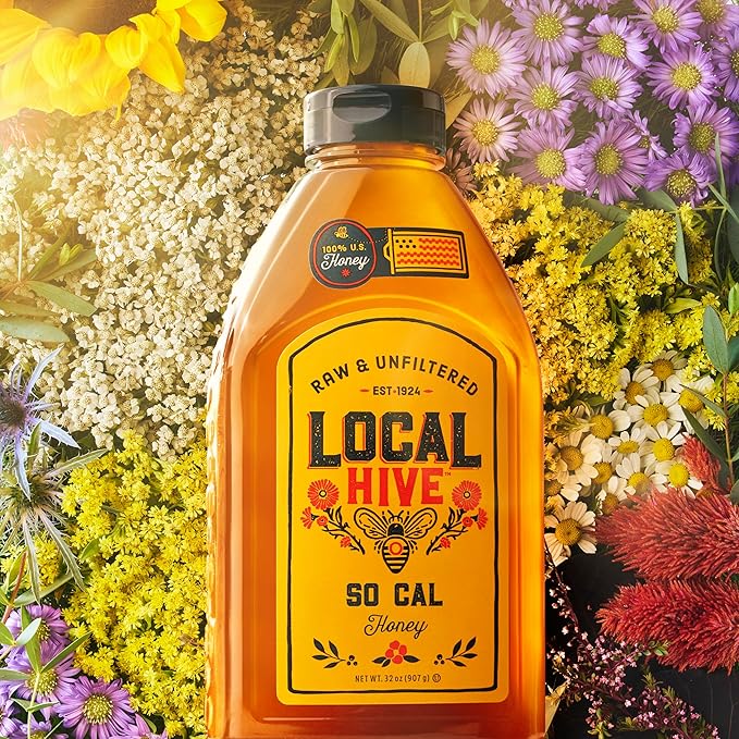 Local Hive Southern California Raw Unfiltered Honey – 32 oz, 100% Pure US Honey, Sourced from