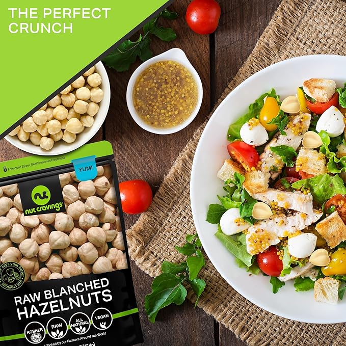NUT CRAVINGS - Raw Blanched Hazelnuts Filberts - Unsalted, Shelled, (48oz - 3 LB) Bulk Nuts Packed