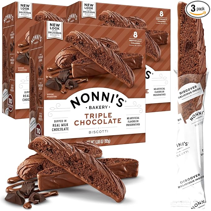 Nonni's Triple Chocolate Biscotti Italian Cookies - 3 Boxes Triple Chocolate Italian Biscotti