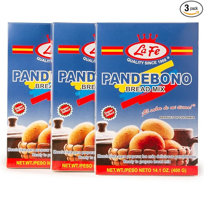 La Fe Pan de Bono Bread Mix 14oz - 3 Pack - Colombian Cheese Bread Mix from Cassava Flour & Corn