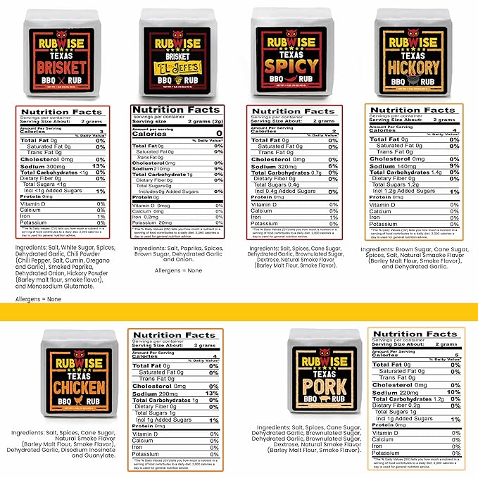 RubWise Texas Style BBQ Rub Gift Set (6 x 1 lb bags) | Meat Spice and Seasoning Variety Pack |