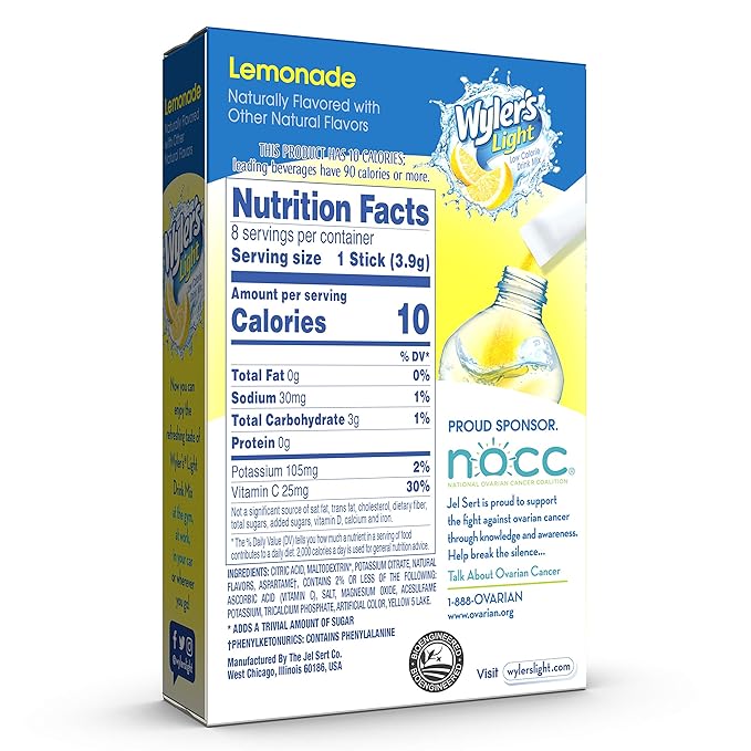 Wyler's Light Singles To Go Powder Packets, Water Drink Mix, Lemonade, 12 Boxes, 8 Servings per