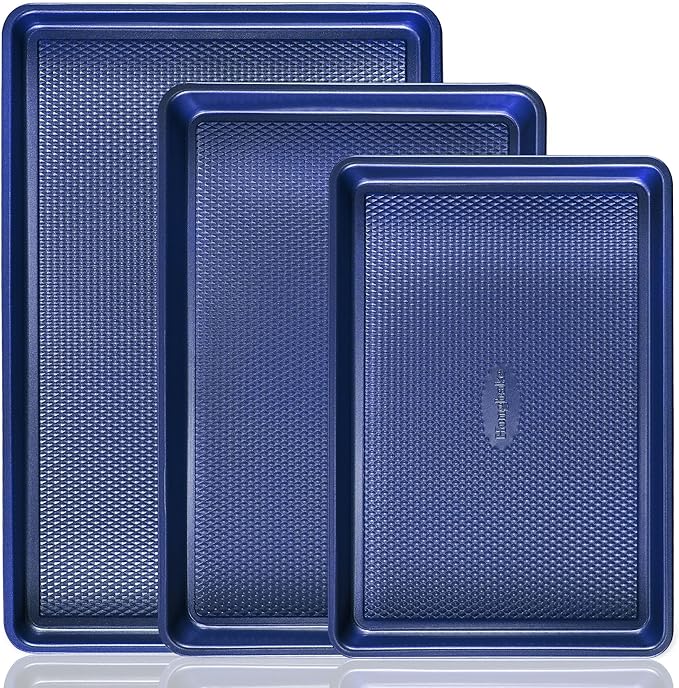 HONGBAKE Baking Sheet Pan Set, Cookie Sheets for Oven, Nonstick Half/Quarter/Jelly Roll Pans with