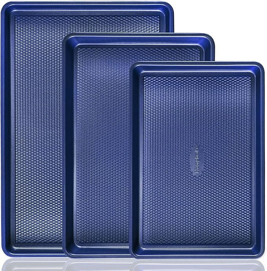 HONGBAKE Baking Sheet Pan Set, Cookie Sheets for Oven, Nonstick Half/Quarter/Jelly Roll Pans with