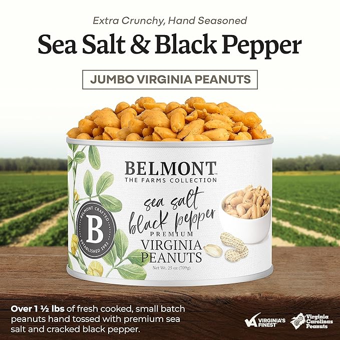 Belmont Peanuts Gourmet Sea Salt and Black Pepper Flavored Virginia Peanuts, 25 oz (1 Pack) ??Only