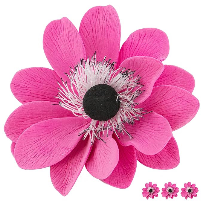 Global Sugar Art Double Anemone Sugar Cake Flowers Pink, 3 Count by Chef Alan Tetreault