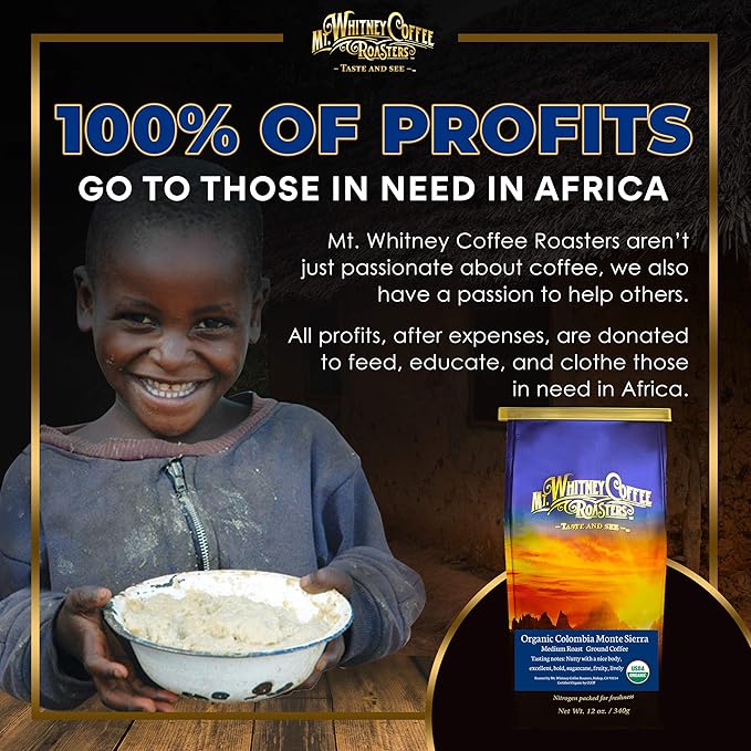 Mt. Whitney Colombia Monte Sierra Organic Single Origin, Medium Dark Roast, Smooth Full Flavored