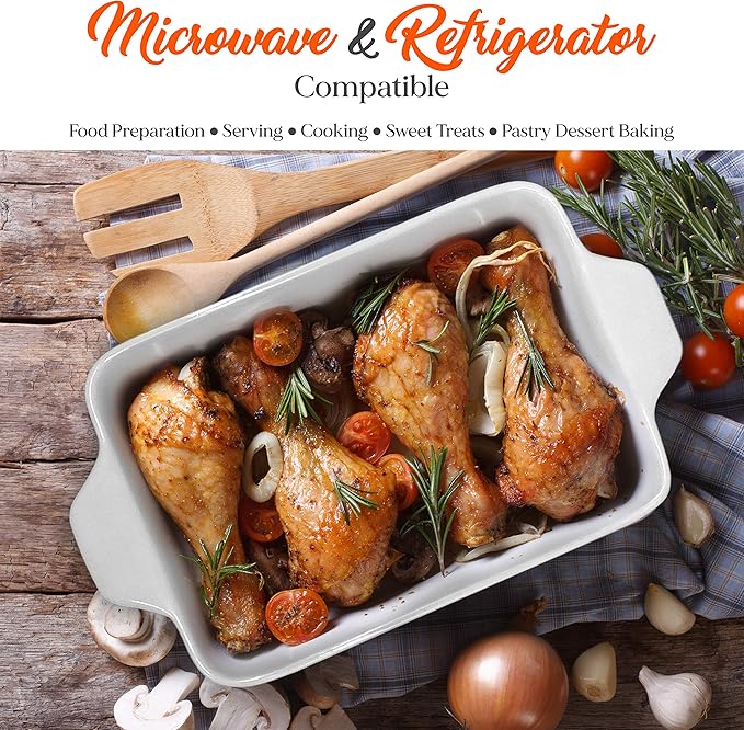 NutriChef 3-Piece Nonstick Ceramic Bakeware Set - PFOA PFOS PTFE Free Baking Tray Set w/Odor-Free