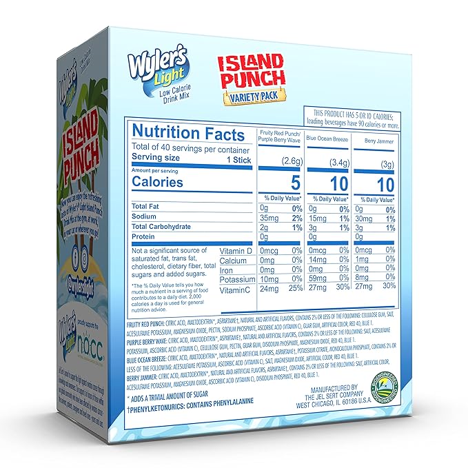 Wyler's Light Island Punch Singles to Go, Variety Pack, Fruity Red Punch, Purple Berry Wave, Berry