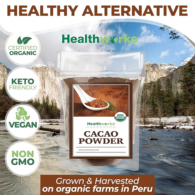Healthworks Superfoods Organic Cacao Powder - 80 Oz / 5 Lbs - Cocoa Chocolate Substitute - Rich