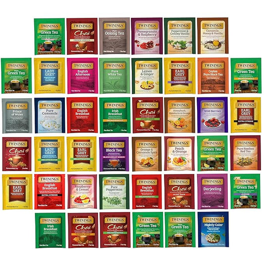 Twinings Tea Bag Sampler Assortment, Variety Pack (88 Count), 44 Unique Flavors for Tea Lovers: