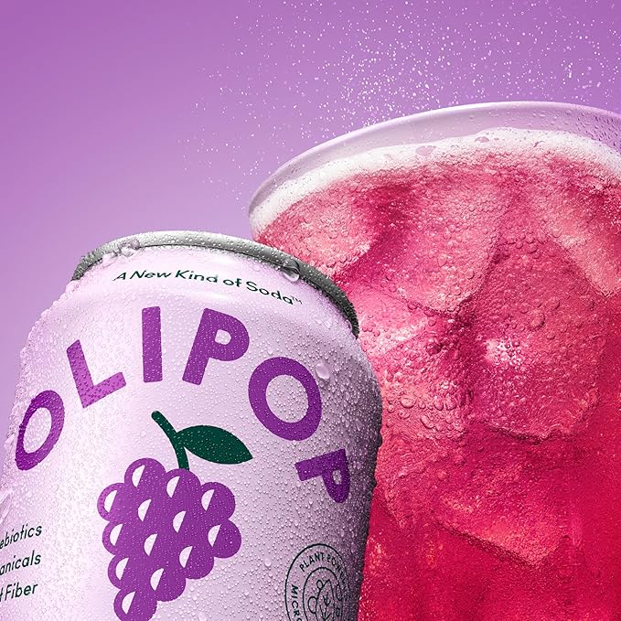 OLIPOP Prebiotic Soda Pop, Classic Grape, Pantry Pack Packed with Prebiotics, Fiber, and