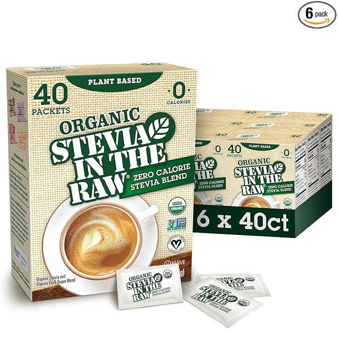 Organic Stevia In The Raw, Plant Based Zero Calorie Natural Sweetener, No Erythritol, Sugar