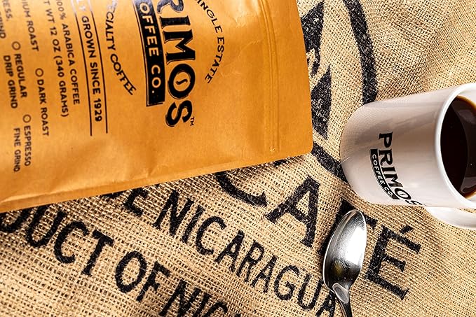 Single Origin Specialty Coffee, Whole Bean, Medium Roast, Direct Trade, Primos Coffee Co, 12 Oz.