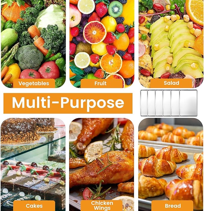 6 Pack Half Size Baking Sheet Pan, Aluminum Commercial Cookie Sheet Pan, Durable & Anti-Stick 18?쓝