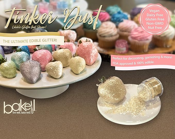 Bakell - Soft Green Tinker Dust (5g, 1x Jar) Edible Glitter for Food, Desserts, and Beverages!