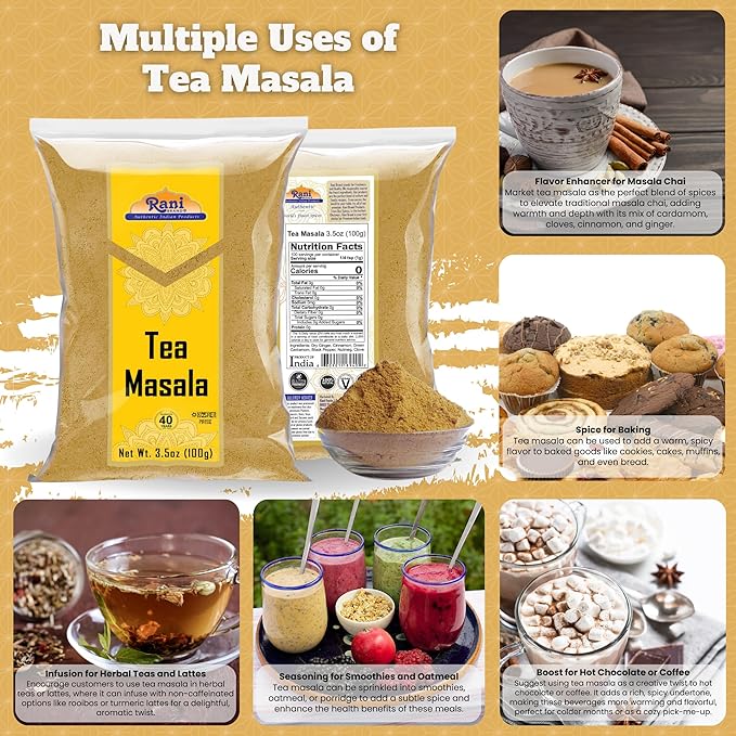 Rani Tea (Chai) Masala Indian Spice Blend 3.5oz (100g) ~ All Natural | Vegan | Gluten Friendly |