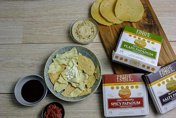 Pride Of India - Spicy Chickpea Masala Papadum Lentil Crisp, 10 count (3.53oz - 100gm)