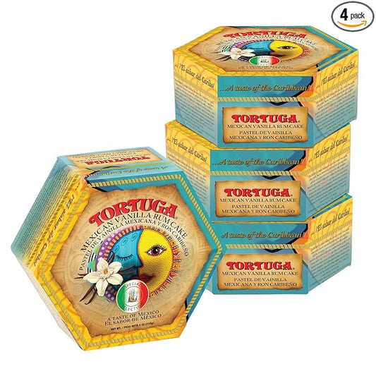 TORTUGA Caribbean Mexican Vanilla Rum Cake - 4 oz Caribbean Rum Cake - 4 Pack - The Perfect Premium