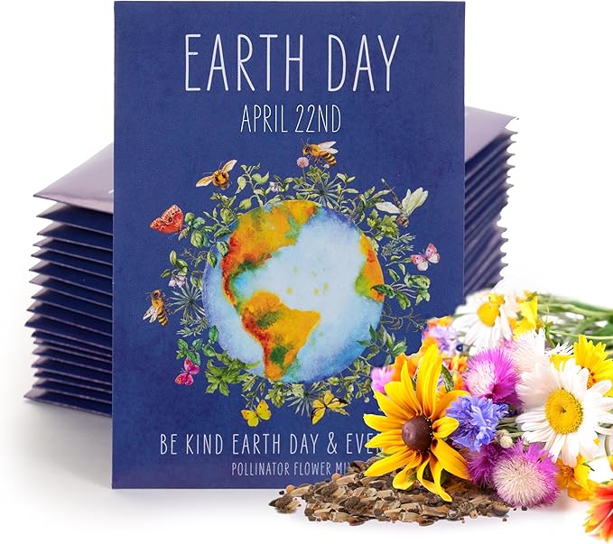 Bentley Seed Co. | Earth Day Planet Pollinator Flowers | Illustrated Bee Butterfly Flower Seed