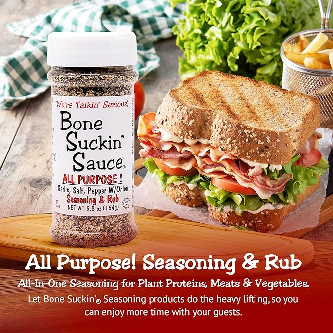 Bone Suckin' All Purpose Seasoning & Rub, Zero Calorie, Sugar Free, Gluten Free, Non GMO, No MSG