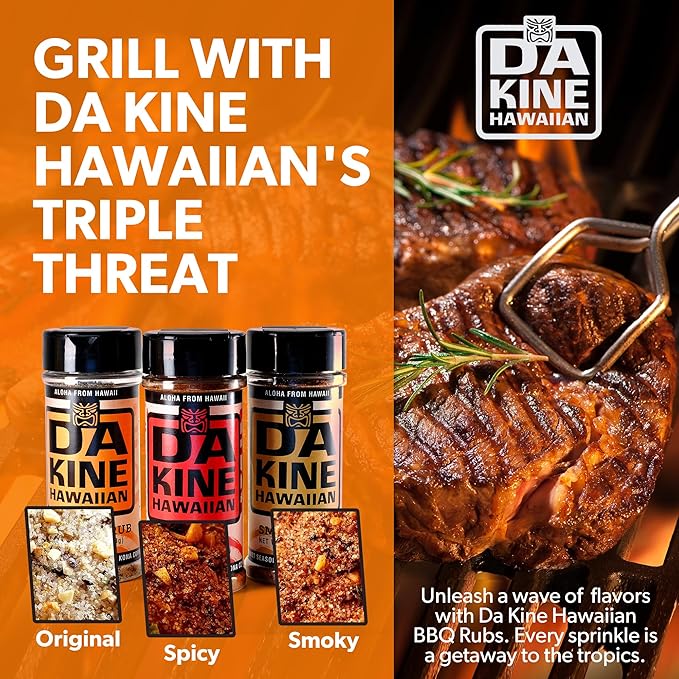 Da Kine Hawaiian Premium BBQ Dry Rub Seasoning Pack - Authentic BBQ Seasoning Blend - Perfect