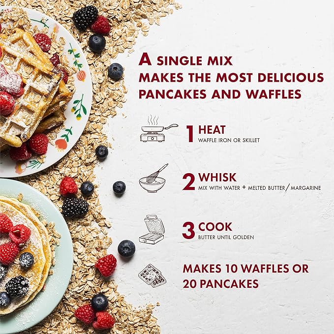 Classique Fare Belgian Waffle Mix - Makes Light and Crisp Waffles, Pancakes, Muffins & Crepes