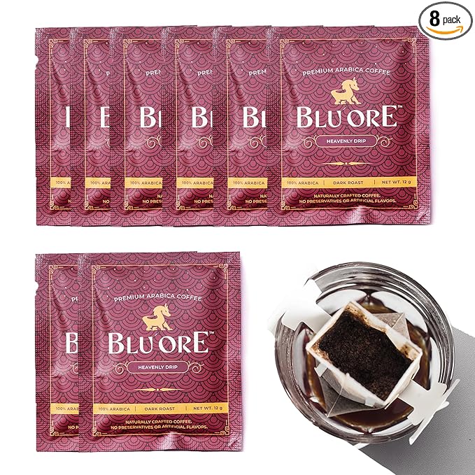 Blu Ore Premium Vietnamese Coffee - Single Serve Pour Over (8 Pack) - 100% Arabica Drip Bag Coffee