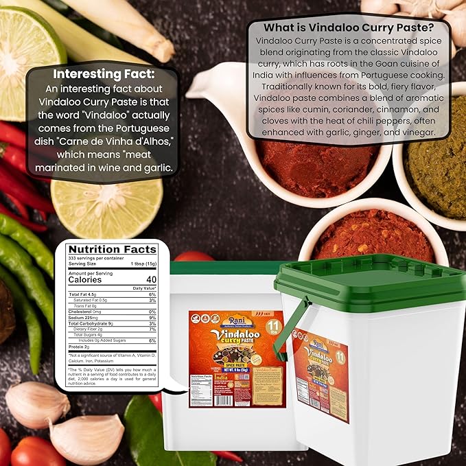 Rani Vindaloo Curry Cooking Spice Paste, Hot! 176oz (11lbs) 5kg Bulk ~ No Colors | All Natural |