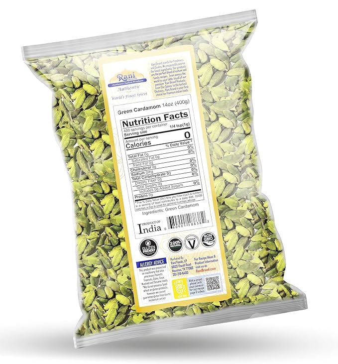 Rani Green Cardamom Pods Spice (Hari Elachi) 14oz (400g) ~ All Natural | Vegan | Gluten Friendly |