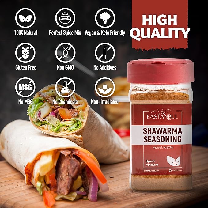 Eastanbul Shawarma Seasoning, 7.1oz, Shawarma Spice Blend, All-in-One Baharat Spice Blend of Middle