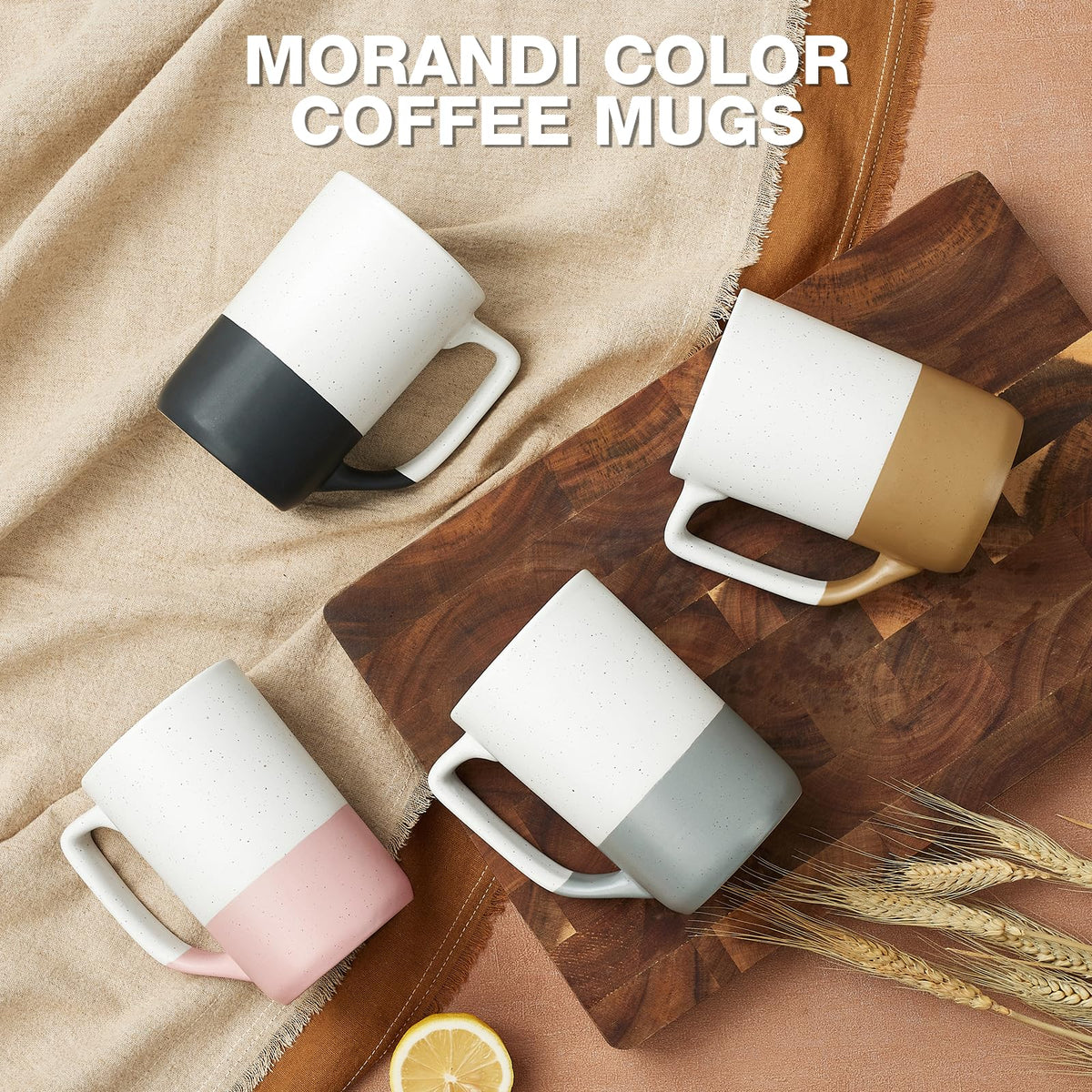 Large Ceramic Coffee Mug Set of 4, 16 oz Tea Cups with Handle, Porcelain Mug for Latte, Hot Tea