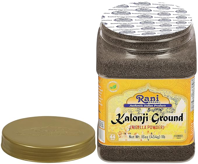 Rani Kalonji (Black Seed, Nigella Sativa, Black Cumin) Ground, Powder 16oz (1lb) 454g PET Jar ~ All