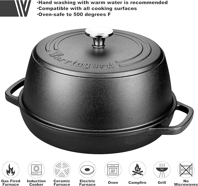 Cast Iron Dutch Oven Pot with Lid for Bread Baking - include Sourdough Bread Baking Supplies like
