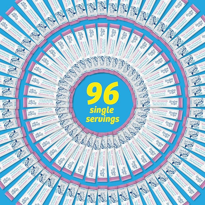 Wyler's Light Singles To Go Powder Packets, Water Drink Mix, Pink Lemonade, 96 Single Servings