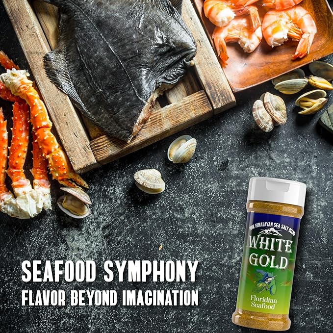 White Gold Floridian Seafood Seasoning - Fish seasoning with Pink Himalayan Sea Salt - Perfect