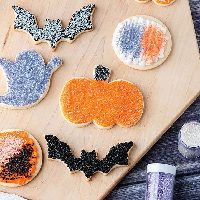 Sweets Indeed Halloween Sugar Sprinkles 4-Pack ??4.52 oz Spooky Sugar Set | White, Orange, Black &