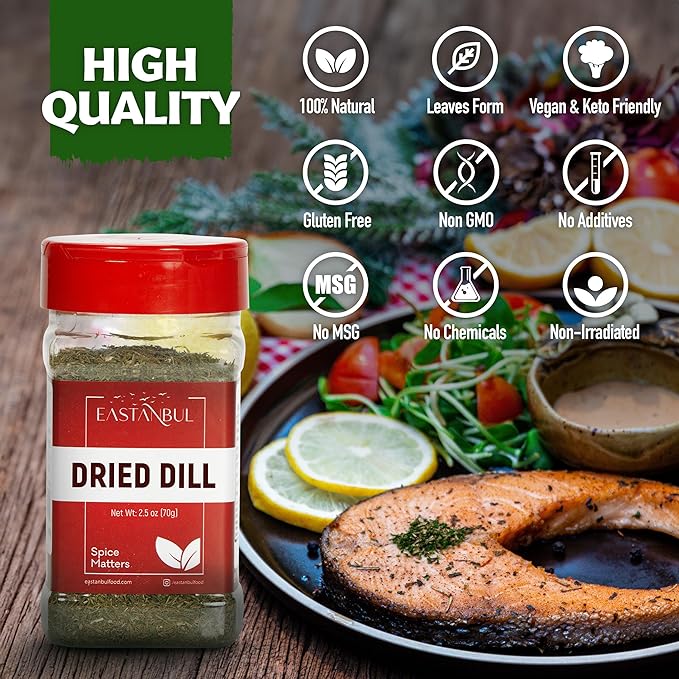 Eastanbul Dill Weed, 2.5oz Dried Dill Weed, Eneldo En Povlo, Pure, Freshly Cut, Sifted