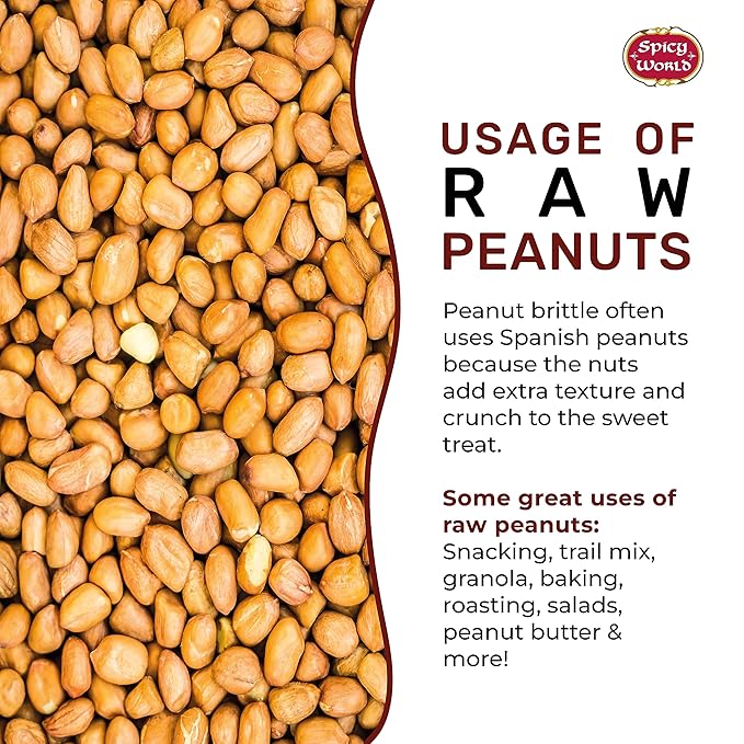 Spicy World Peanuts, Raw Whole With Skin (Uncooked, Unsalted) 4 Pound (64oz) ~ All Natural - USA